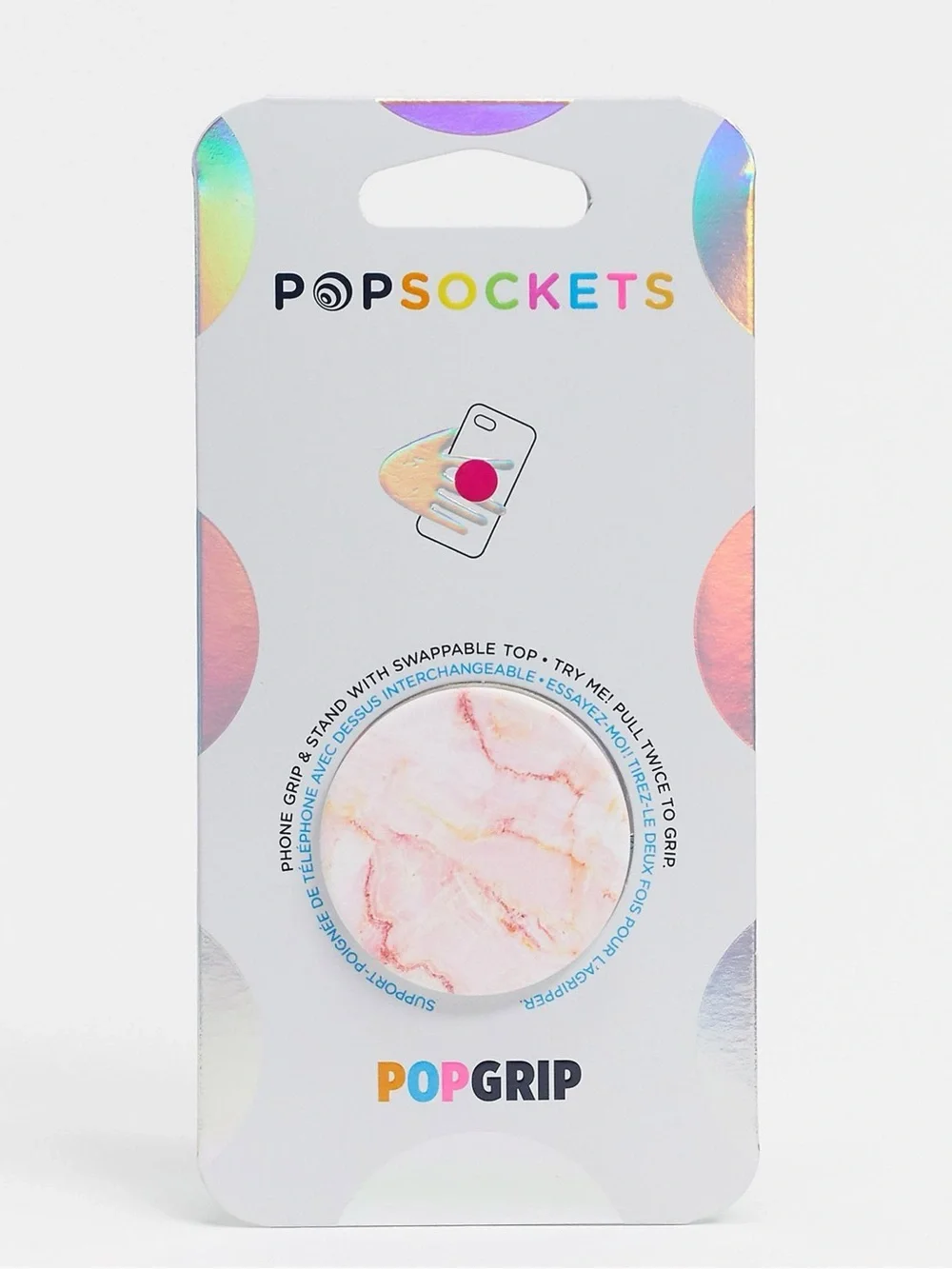 2Pc Bundle PopSockets PopGrip Phone Grip Pink & Gold Marble Top Car Vent Holder